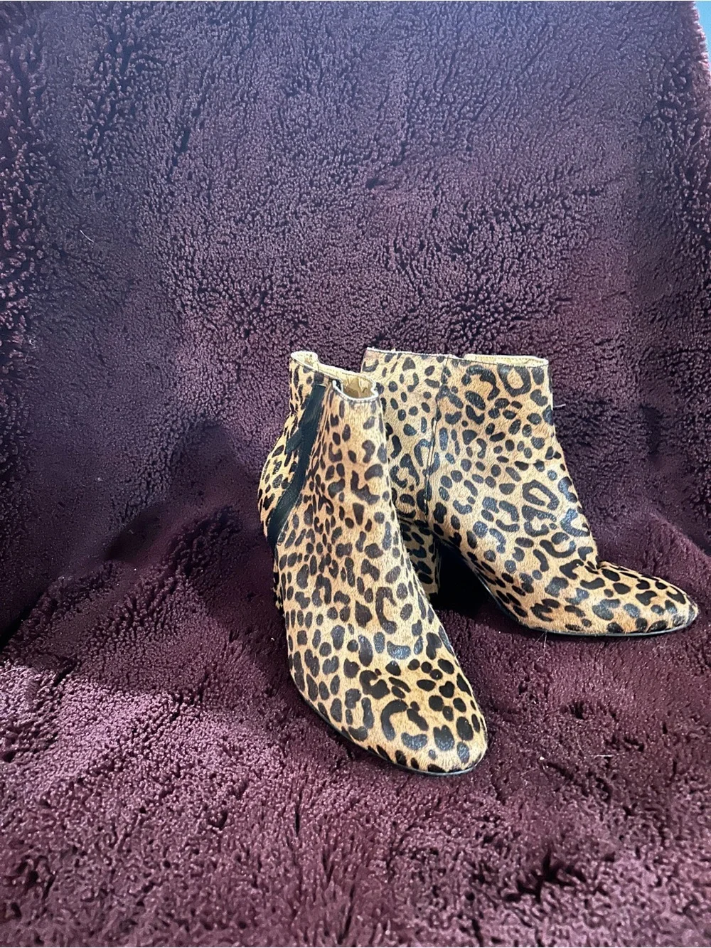 Nine West Leopard Print Ankle Booties in Tan and Black